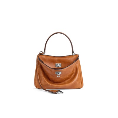 BALENCIAGA WOMEN'S RODEO HANDBAG MINI IN TAN COWBOY 7954562ABP72753 (22.8*9.9*8.3cm)